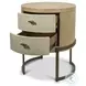 Vista Verde Muted Earth Tones and Clay Woven 2 Drawer Round Accent Nightstand with USB Charging