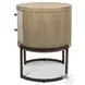 Vista Verde Muted Earth Tones and Clay Woven 2 Drawer Round Accent Nightstand with USB Charging