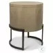 Vista Verde Muted Earth Tones and Clay Woven 2 Drawer Round Accent Nightstand with USB Charging