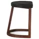 Hampton Walnut and Black Leather Upholstered Backless Counter Height Stool