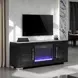 Ashbourne Black 60" TV Stand with LED Fireplace and USB Charging