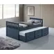 Clemens Midnight Blue Twin Captain Bed with Trundle and Storage