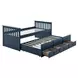 Clemens Midnight Blue Twin Captain Bed with Trundle and Storage