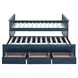 Clemens Midnight Blue Twin Captain Bed with Trundle and Storage