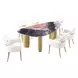 Northwich Matte Gold and Gray 79" Rectangular Sintered Stone Top Dining Table