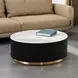 Virden Black and White Round Marble Top Cocktail Table