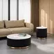 Virden Black and White Round Marble Top Cocktail Table