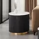 Virden Black and White Round Marble Top End Table