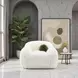 Darwen White Upholstered Swivel Chair with Pillow
