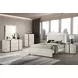 Horten White Wash Full Panel Bed with LED Light