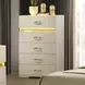 Lucida Beige Upholstered Panel Bedroom Set with LED