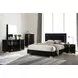 Sinistra Piano Black Queen Panel Bed with LED Light
