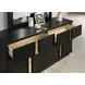 Lillestrom Black and Gold Panel Bedroom Set with Underbed LED Light