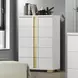 Lillestrom White and Gold Panel Bedroom Set with Underbed LED Light