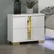 Lillestrom White and Gold Panel Bedroom Set with Underbed LED Light