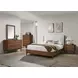 Thusis Walnut and Beige Queen Upholstered Platform Bed