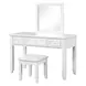 Naucalpan White Vanity Set with Stool