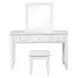 Naucalpan White Vanity Set with Stool