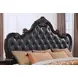 Ventresca Dark Cherry and Gray King Upholstered Panel Bed with Nailhead Trim
