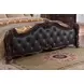 Ventresca Dark Cherry and Gray King Upholstered Panel Bed with Nailhead Trim