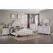 Cremona White Queen Upholstered Panel Bed with Nailhead Trim