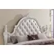 Cremona White Queen Upholstered Panel Bed with Nailhead Trim