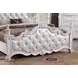 Cremona White Queen Upholstered Panel Bed with Nailhead Trim