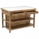 Delmar White and Natural 58" Rectangular Marble Top Kitchen Island