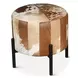 Charleston Brown Cowhide Leather Round Ottoman