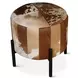 Charleston Brown Cowhide Leather Round Ottoman