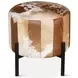 Charleston Brown Cowhide Leather Round Ottoman