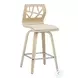 Folia Cream PU And Chrome With Natural Wood Counter Height Stool Set of 2