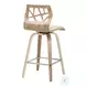 Folia Cream PU And Chrome With Zebra Wood Counter Height Stool Set of 2