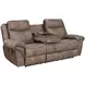 Nashville Brown Manual Reclining 88" Sofa with Drop-Down Console and USB Charging