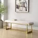 Midas White and Gold Upholstered Long Accent Bench