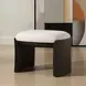 Port Texture White and Walnut Upholstered Small Accent Bench