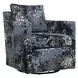 Oakley Indigo and White Upholstered Swivel Glider Accent Chair