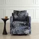 Oakley Indigo and White Upholstered Swivel Glider Accent Chair