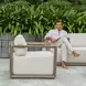 Carlisle Oyster White and Weathered Gray Upholstered Outdoor Lounge Chair