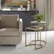 Langston Gold and Beige D Shape Travertine Top Nesting Table Set of 2