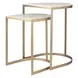 Langston Gold and Beige D Shape Travertine Top Nesting Table Set of 2