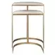 Langston Gold and Beige D Shape Travertine Top Nesting Table Set of 2