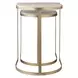 Langston Gold and Beige D Shape Travertine Top Nesting Table Set of 2