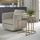 Langston Gold and Beige D Shape Travertine Top Nesting Table Set of 2