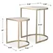 Langston Gold and Beige D Shape Travertine Top Nesting Table Set of 2