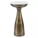 Torin Antique Brass and White Round Marble Top Drink Table