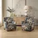 Prescott Blue and Brown Upholstered Arm Chair
