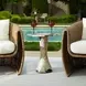 Arlington Limestone and Black Outdoor Round Stone Top Side Table