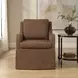 Oakley Teak Brown Upholstered Swivel Accent Chair