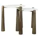 Monterey White and Antique Gold Round Marble Top Nesting Table Set of 2